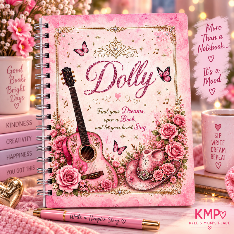 A Little Bit Country, A Whole Lotta Fabulous 💕
Big hair, big dreams, and plenty of sparkle! This Dolly-inspired hardcover journal brings a little rhinestone-and-cowboy-boot attitude to every note, list, dream, and brilliant idea. Perfect for anyone who believes there’s no such thing as too much pink or personality.