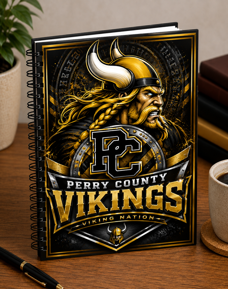 Built for Viking Pride ⚔️
Bold, strong, and unmistakably Perry County. Our Warrior Viking hardcover journal brings hometown spirit to every note, plan, and big idea. Whether it’s for school, work, or everyday life, this one is made for Vikings who carry their black and gold pride everywhere they go.